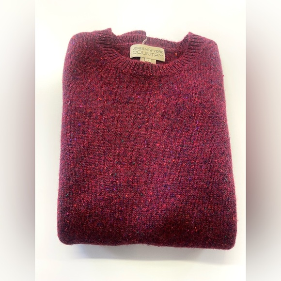 Vintage Women’s Jones New York 100% Wool Speckled Red Sweater sz LARGE colorful - Picture 7 of 9